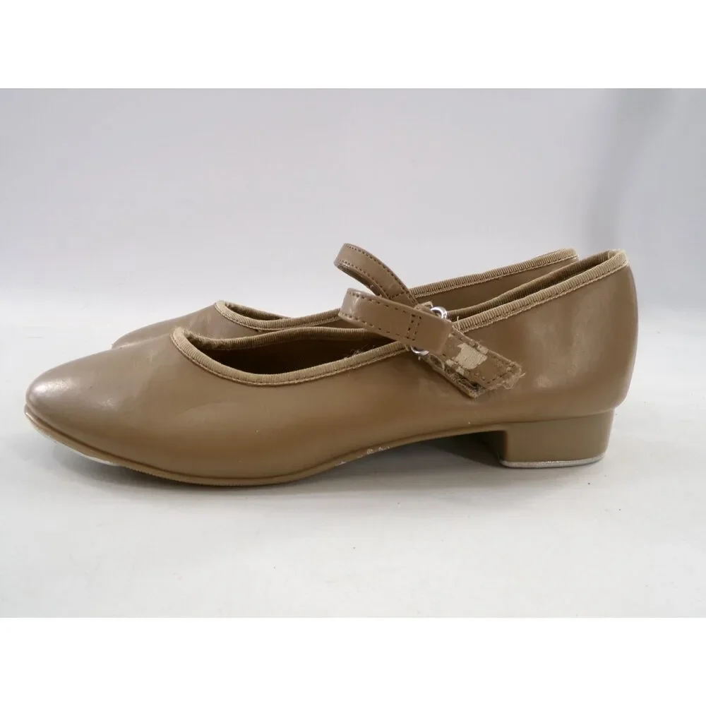 Pre-Owned Dance Tan Tap Shoes ABT Youth 13 Mary Jane Patent Leather Loop Strap